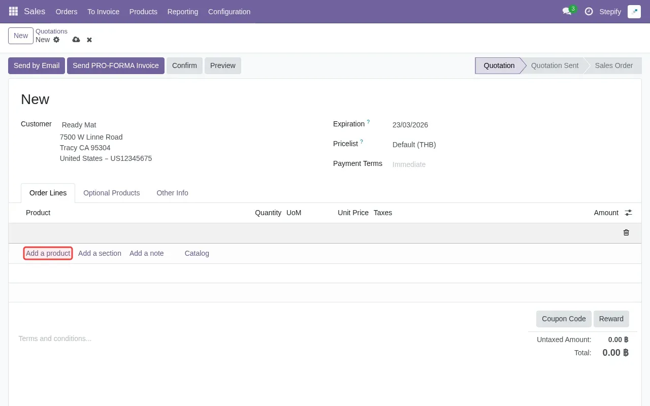 Screenshot showing clicking Sales in sidebar to navigate to Sales app