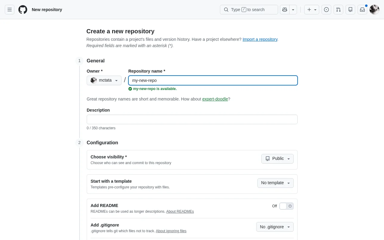 Screenshot showing scrolling down to find the Create repository button