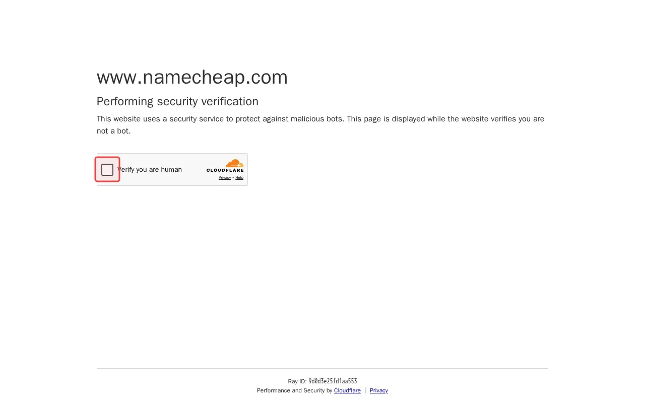 Screenshot showing clicking the verification checkbox to complete security check