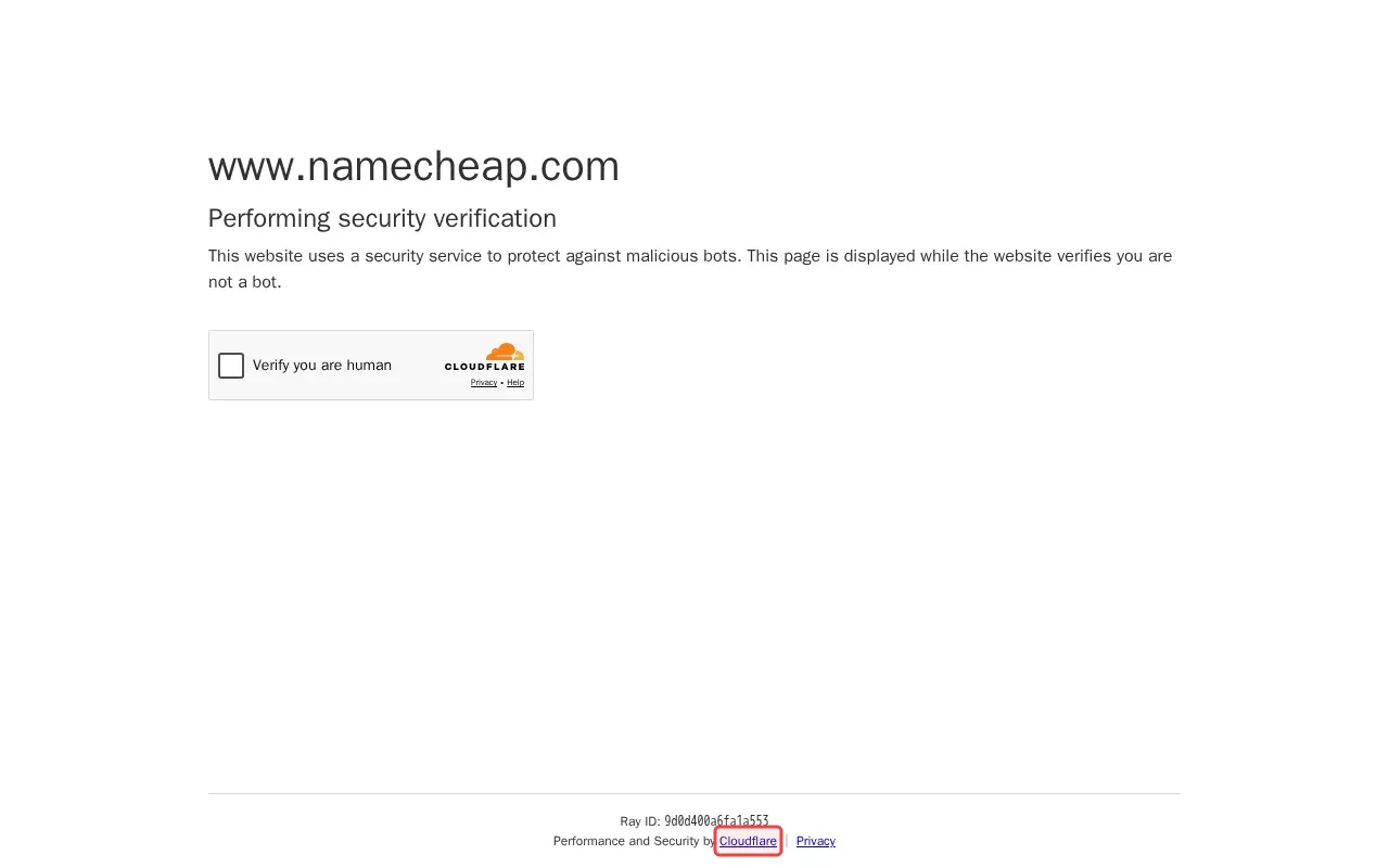 Screenshot showing clicking Cloudflare link to proceed past verification