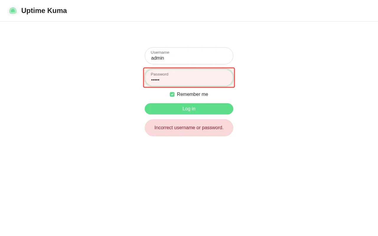 Screenshot showing typing password in the password field to retry login