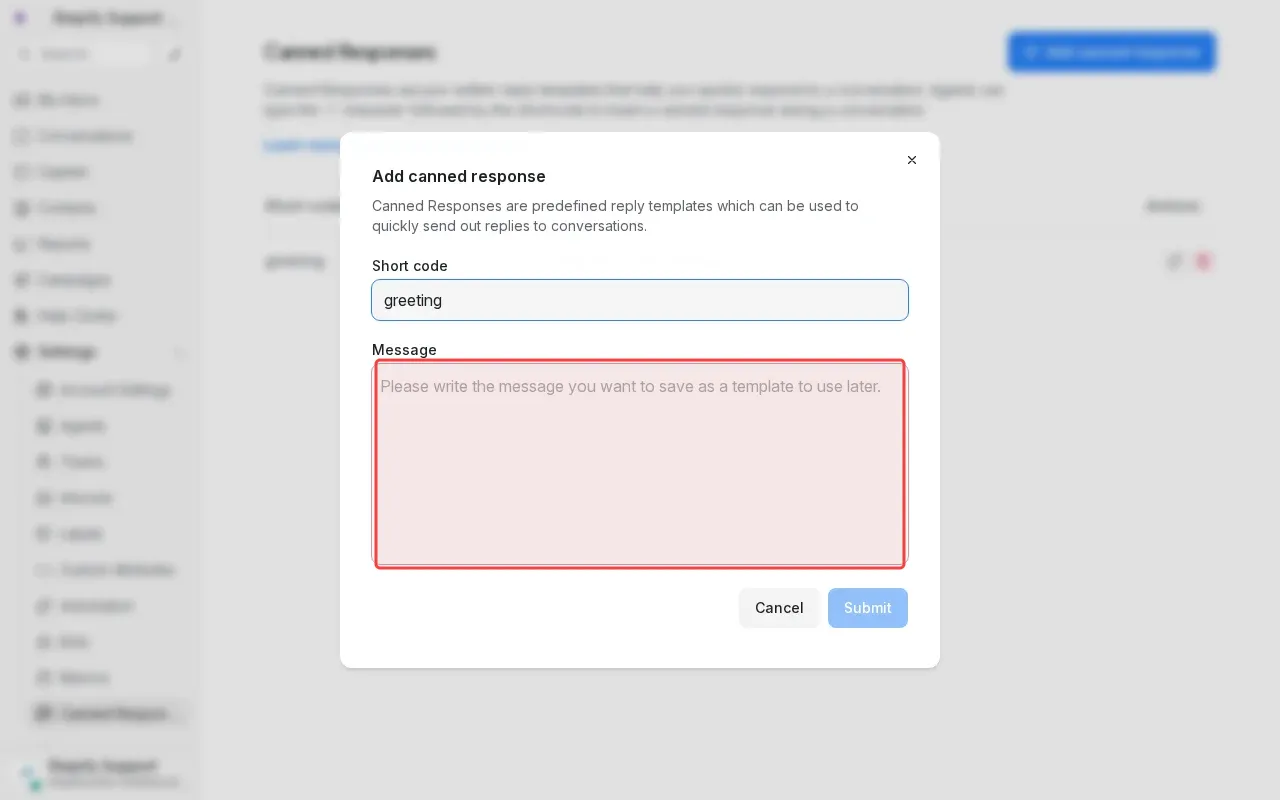 Screenshot showing clicking message textarea to focus for typing content