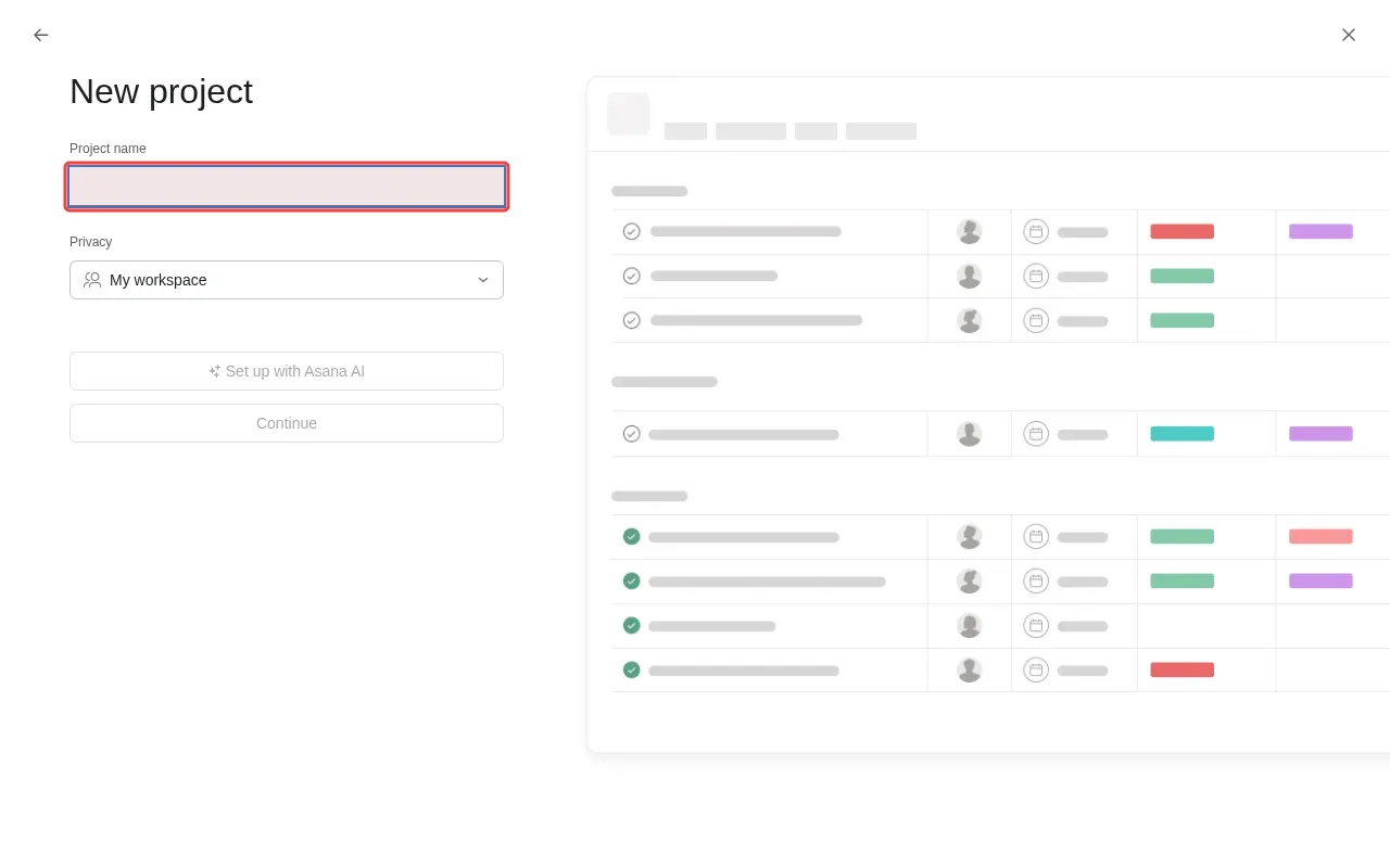 Screenshot showing typing Marketing Campaign in the project name field